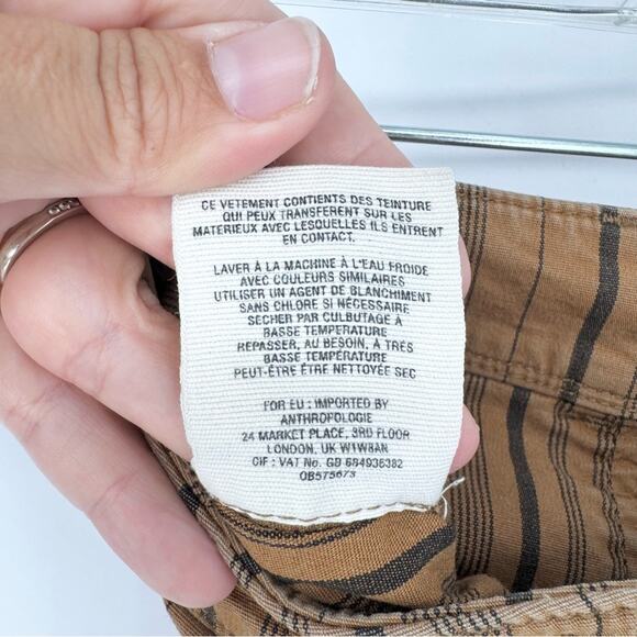 Anthropologie Hei Hei The Wanderer Striped Slim Cargo Pants Brown/Black Size 25 - Picture 13 of 13